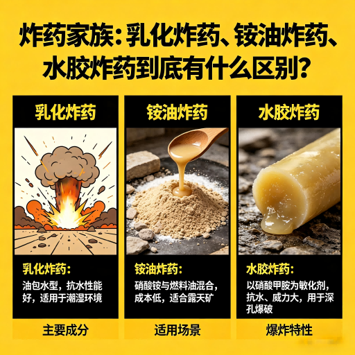 繁峙炸药家族：乳化炸药、铵油炸药、水胶炸药到底有什么区别？